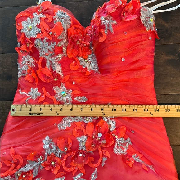 Tony Bowls Le Gala Floral Beaded Strapless Prom Pageant Ball Gown - Picture 14 of 16